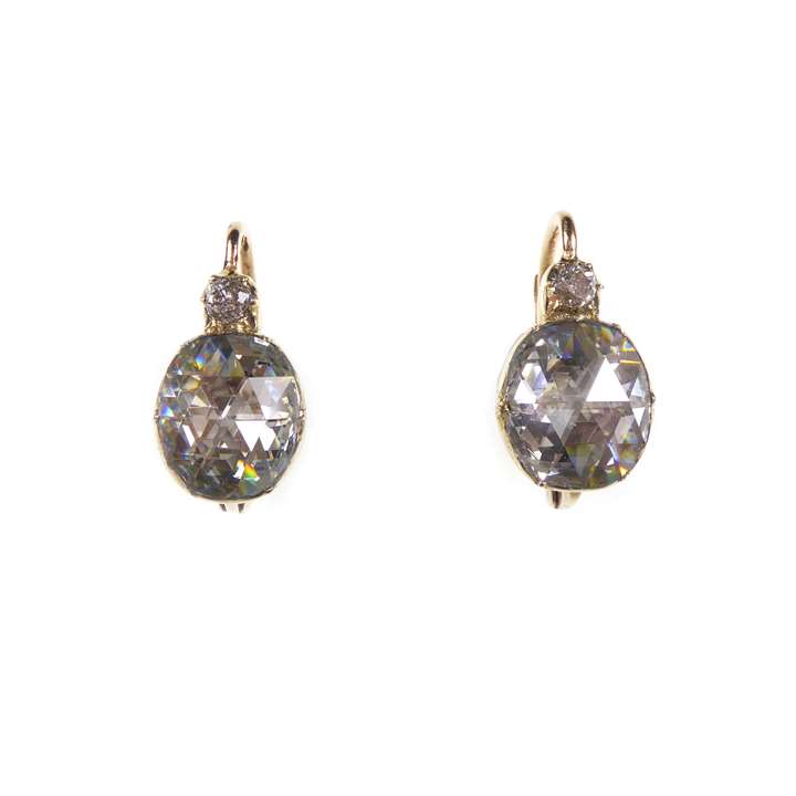 Pair of antique rose cut diamond earrings